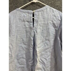 M&S Pure Linen Blue Chambray Striped Shirt – Women’s 12 US-